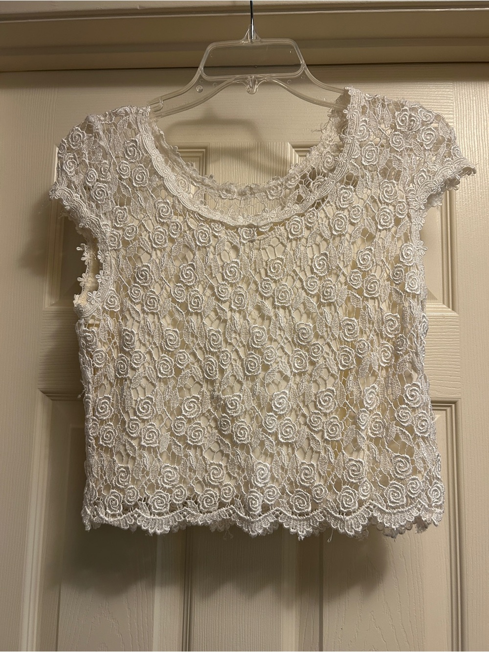 Ivory Floral Lace Short Sleeve Top